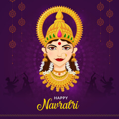 Face of Goddess Durga, Shubh Navratri festival, Happy Dussehra and Durga Puja