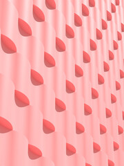 Abstract pink geometric architecture, wave pattern, modern building facade design. 3d rendering.