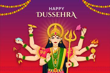Goddess Durga, Subh Navratri Happy Dussehra and Durga puja Festival 