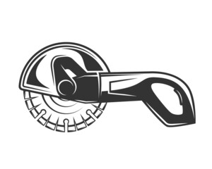 Electrical saw in vintage style isolated on white background. Vector illustration