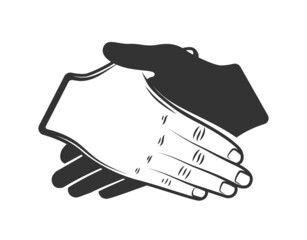 Silhouette handshake isolated on white background. Vector illustration