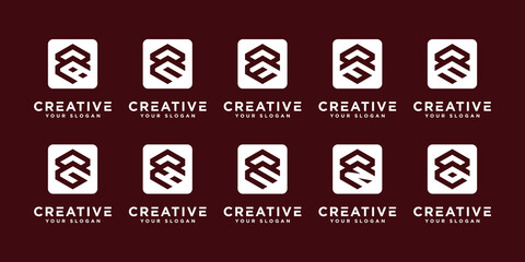 Mega logo monogram, initial, alphabet, and letter logo collection r and etc logo design templates.