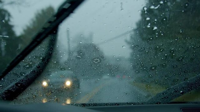 Driving car in the rain