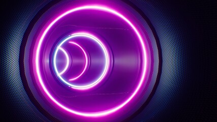 Purple Light Disco VJ Tunnel 3D Rendering