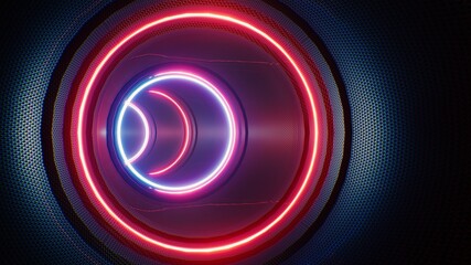 Red Light Metal Grill VJ Tunnel 3D Rendering