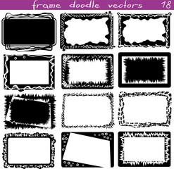 A set of decorative silhouettes of doodle frames.Rectangular sublimations. Ornaments, strokes, curls and lines. Gift design, packaging. Creating a mask in digital design.Halloween, New Year, Valentine