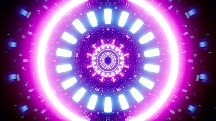 Shining Thick Neon Light in the Tunnel