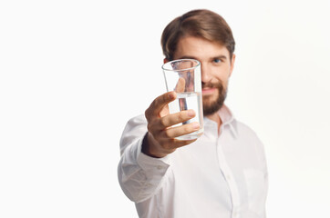 bearded man health care Pure water isolated background