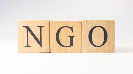 The word NGO was created from wooden cubes.