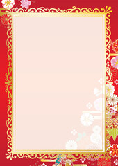 和柄背景フレーム（赤）