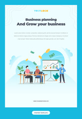 Poster Template with flat Character illustration Growing Business, Can be used for print, advertising, social media, infographic etc