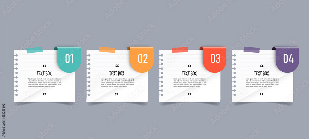 Poster text box design with note papers.