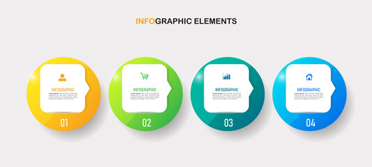 Four steps Timeline Infographics design template.	
