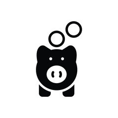Black solid icon for piggy bank