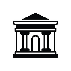 Black solid icon for bank building