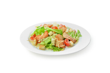 Healthy Grilled Chicken Caesar Salad with Cheese and Croutons