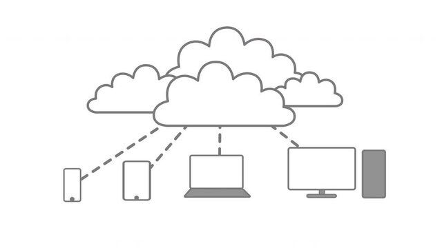 Cloud Computing Illustration Animation on White Background and Green Screen