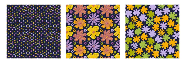 Acrylglasbilder Muster Seamles pattern flower.Hand drawn print of textile.Vintage floral design.  © ArinaKram