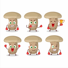 A sporty milk mashroom boxing athlete cartoon mascot design