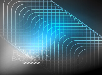 Neon color square shape lines abstract background. Shiny magic energy and motion concept, vector abstract wallpaper background