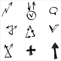 Infographics original handwritten arrows of different directions for the design of presentations, creatives and textbooks