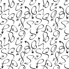 Seamless vector pattern doodles unusual smooth arrows in different directions for backgrounds and textiles, wallpaper