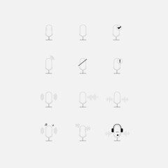 Microphone vector icon set, recording studio symbol, podcast radio icon.