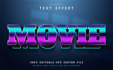Movie text, editable 3d text effect with gradient