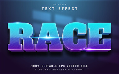 Race text, editable 3d text effect