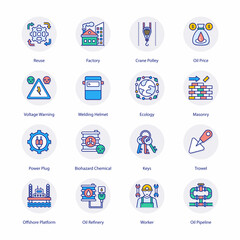 Industry and Services Flat Circle Icons - Vectors