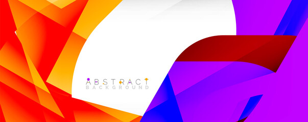 Geometric abstract background - multicolored abstract shapes on white. Vector Illustration For Wallpaper, Banner, Background, Landing Page