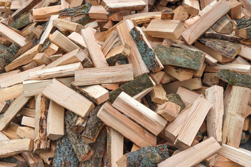 Chopped oak wood firewood