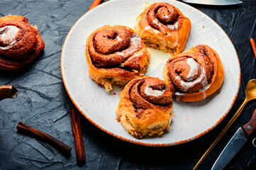 Cinnabons,bun with cinnamon