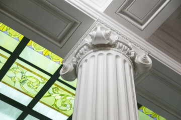 Close-up shot of a line of Greek-style columns