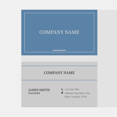 Double-Side Of Horizontal Business Card Template Layout In Blue And Gray Color.