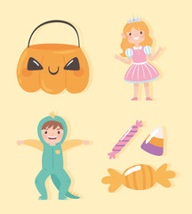 kids with costume cartoon