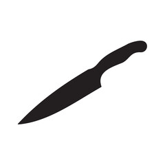 Single black kitchen knife silhouette logo design