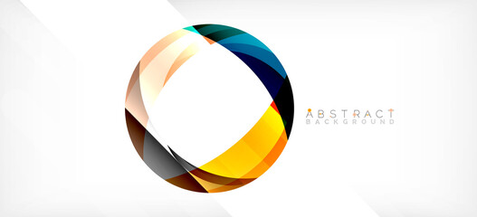 Geometric abstract background. Circle created with overlapping color shapes. Vector Illustration For Wallpaper, Banner, Background, Landing Page