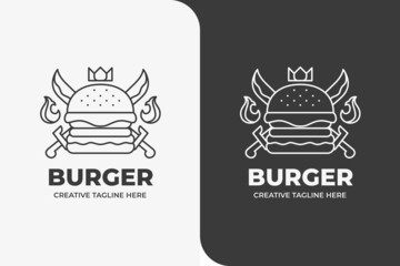 Burger Crab Seafood Restaurant Monoline Logo