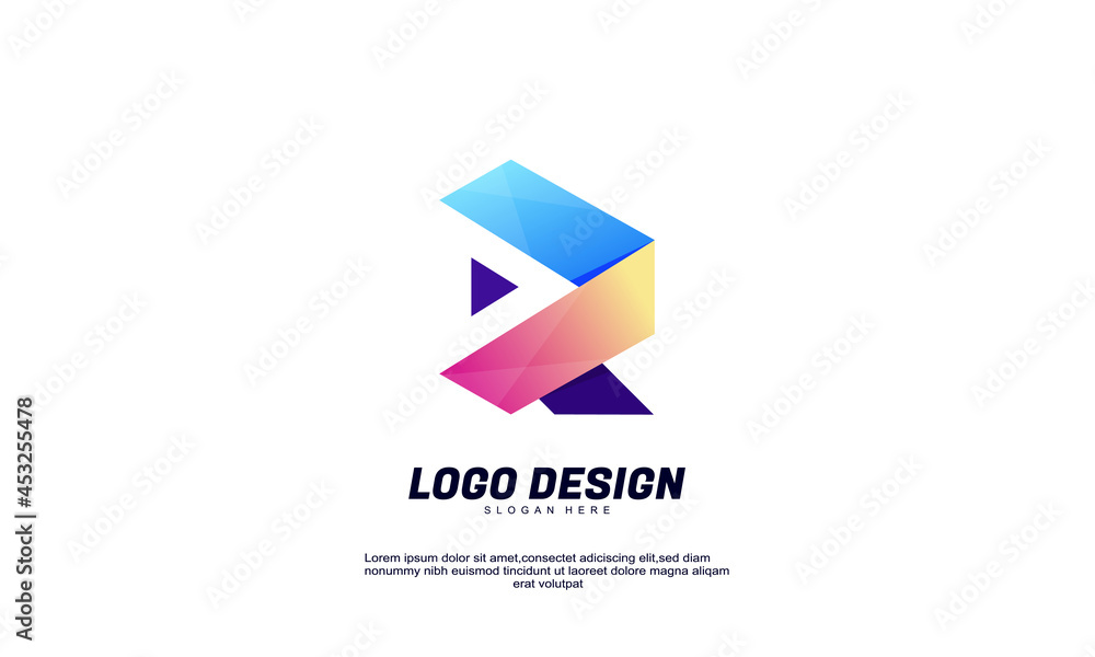 Wall mural stock illustrator abstract creative initial r triangle concept idea logo for company corporate or bu