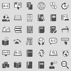 Dictionary Icons. Sticker Design. Vector Illustration.