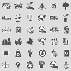 Ecology Icons. Sticker Design. Vector Illustration.