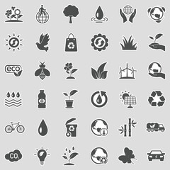 Environment Icons. Sticker Design. Vector Illustration.