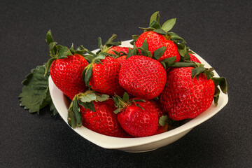 Ripe sweet strawberry with leaf