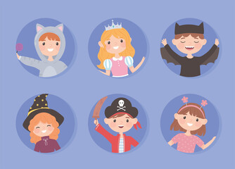 happy kids in costumes