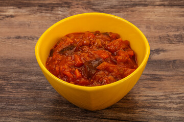 Eggplant saute with tomato and herbs