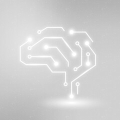 AI technology education icon white digital graphic