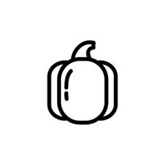 Sweet pepper flat outlined icon. Vector vegetable logo isolated on white background. Vegan food symbol, media glyph for web