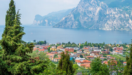 Fototapeta na wymiar Torbole Garda panorama view from top