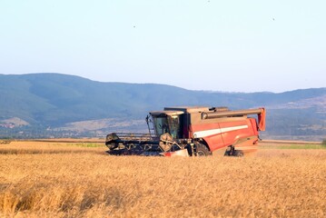 combine harvester working on a field